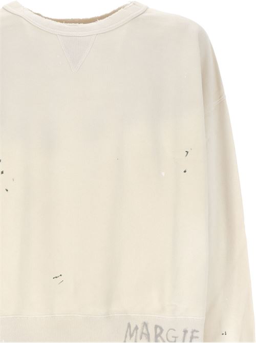 Felpa con stampa del logo in cotone bianco Maison Margiela | S50GU0214S25570102